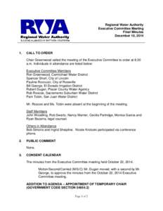 Regional Water Authority Executive Committee Meeting Final Minutes December 10, .