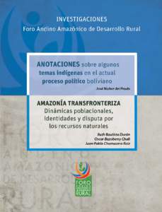 INVESTIGACIONES Foro Andino Amazónico de Desarrollo Rural ANOTACIONES sobre algunos temas indígenas en el actual proceso político boliviano