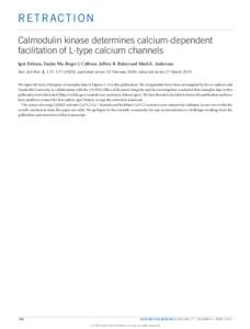 Retraction: Calmodulin kinase determines calcium-dependent facilitation of L-type calcium channels