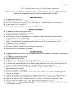 Revised[removed]CACFP Daily, Monthly, and Annual CACFP Record Keeping Requirements For Child Care Centers, Head Start Centers, Outside School-Hours Programs, Adult Day Care Centers, Registered Day Care Ministries, At-Ri