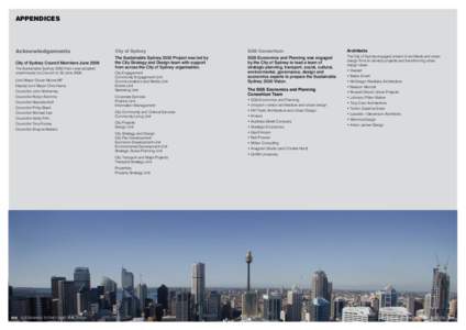 APPENDICES  Acknowledgements City of Sydney