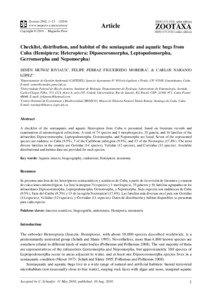Zootaxa, Checklist, distribution, and habitat of the semiaquatic and aquatic bugs...