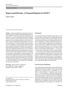 Arch Sex Behav DOIs10508ORIGINAL PAPER  Hypersexual Disorder: A Proposed Diagnosis for DSM-V