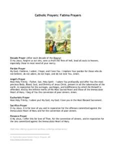 Catholic Prayers: Fatima Prayers