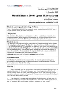 planning report PDUDecember 2005 Mondial House, 90-94 Upper Thames Street in the City of London planning application noFULEIA