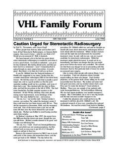 VHL Family Forum Volume 6, Number 2 ISSN[removed]June 1998