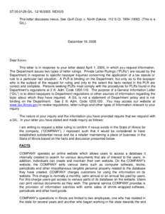 ST[removed]GIL[removed]NEXUS This letter discusses nexus. See Quill Corp. v. North Dakota, 112 S.Ct[removed]This is a GIL). December 16, 2005