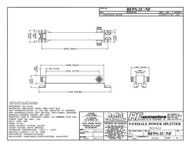 RFPS-2C-NF  RoHS COMPLIANT  N FEMALE POWER SPLITTER