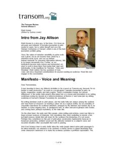 The Transom Review Volume 6/Issue 4 Mark Kramer (Edited by Sydney Lewis)  Intro from Jay Allison