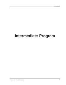 INTERMEDIATE  Intermediate Program PROGRAM OF STUDIES[removed]