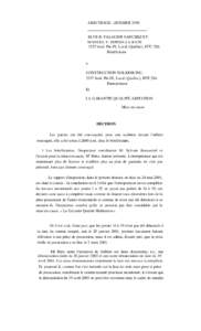 ARB1TRAGE -.DOSSIER[removed]ELVE B. PALACIOS SANCHEZ ET MANUEL V. HONDA LA RATE 3255 boul. Pie IX, Laval (Québec), H7C 2S6 Bénéficiaire