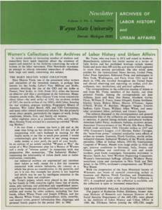 1972 Newsletter: Archives of Labor and Urban Affairs