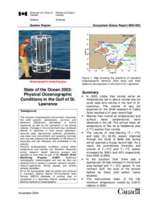 Quebec Region  Oceanographic sampling gear State of the Ocean 2003: Physical Oceanographic