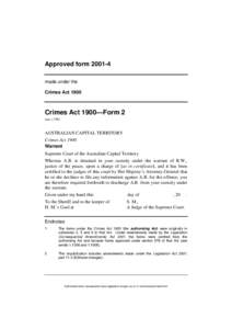 Approved form[removed]made under the Crimes Act 1900 Crimes Act 1900—Form 2 (see s 358)