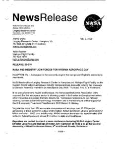 NewsRelease National Aeronautics and Space Administration Langley Research Center Hampton, Va[removed]