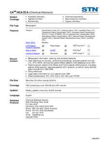 CA Database Summary Sheet (DBSS)