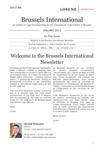 ISSUE 01  Brussels International An Update on Legal Developments for the International Organizations in Brussels