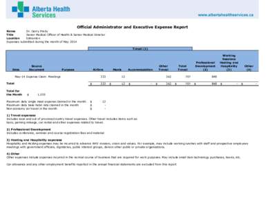 Dr. Gerry Predy Expense Report May 2014