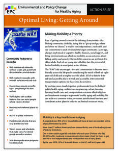 Environmental and Policy Change for Healthy Aging action brief  Optimal Living: Getting Around