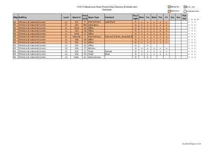 [removed]Glasshouse Road Precinct Day Cleaning Schedule.xlsm Semester Bldg Building 85 85