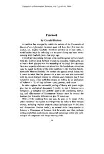 Foreword - Essays of an Information Scientist, Vol.7, p.xiii-xvi, 1984