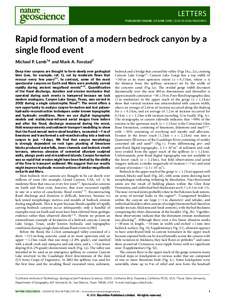 Rapid formation of a modern bedrock canyon by a single flood event