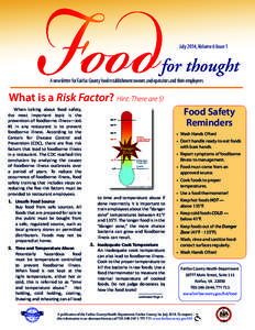 Food  July 2014, Volume 6 Issue 1 for thought