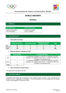 QUALIFICATION SYSTEM – GAMES OF THE XXXI OLYMPIAD – RIO[removed]WORLD ARCHERY Archery A.