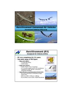 AeroVironment Unmanned Air Vehicles Homeland Defense Missions