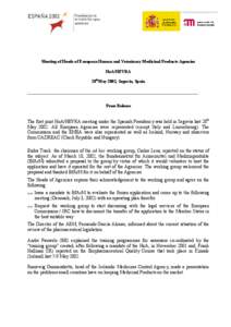 Meeting of Heads of European Human and Veterinary Medicinal Products Agencies HoA/HEVRA 28thMay 2002, Segovia, Spain Press Release