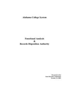 Alabama College System  Functional Analysis & Records Disposition Authority