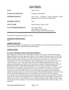 CITY OF HAMILTON COMMITTEE MINUTES DATE:  April 10, 2012