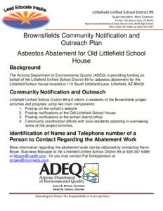 Littlefield /  Arizona / Asbestos / Beaver Dam /  Wisconsin / Beaver dam / Scenic /  Arizona / Arizona / Littlefield Unified School District / Littlefield School
