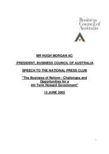 International trade / Business Council of Australia / Global Competitiveness Report / Economics / Climate change in Australia / Macroeconomics / Business / Celtic Tiger / Political debates about the United States federal budget / Competition / Competitiveness / Foreign direct investment