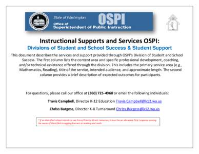 Instructional Supports and Services