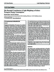 LCA Case Studies  Light-Weighting of Vehicles LCA Case Studies