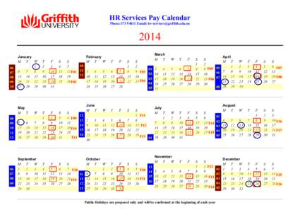 HR Services Pay Calendar Phone:Email:  