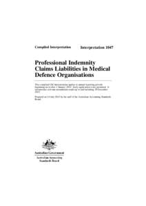 Financial institutions / Institutional investors / Insurance / Australian Accounting Standards Board / Economy of Australia / Incurred but not reported / Indemnity / Costs / Law / Financial economics / Investment