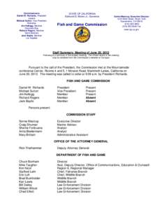 June 20, 2012 Fish and Game Commission Meeting Summary