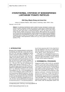 Hydrothermal synthesis ofmonodispersed lanthanum titanate particles Mater.Phys.Mech)