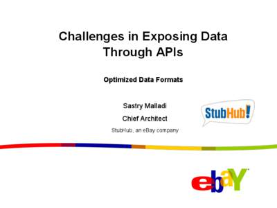 Challenges in Exposing Data Through APIs Optimized Data Formats Sastry Malladi Chief Architect