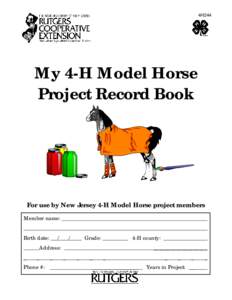 My 4-H Model Horse Project Record Book
