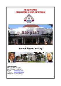 THE NELSON MANDELA AFRICAN INSTUTION OF SCIENCE AND TECHNOLOGY Annual ReportVice Chancellor