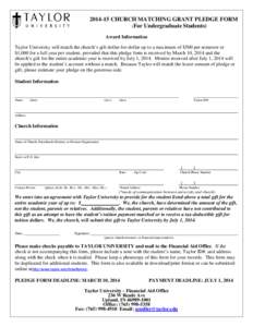 CHURCH MATCHING GRANT PLEDGE FORM