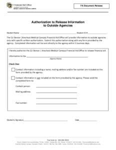 FA Document Release Authorization to Release Information