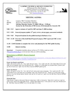 LAMPREY TECHNICAL REVIEW COMMITTEE NH Instream Flow Pilot Program New Hampshire Department of Environmental Services PO Box[removed]Hazen Drive - Concord, NH[removed]Phone: [removed]Fax: [removed]Email: Wayne.