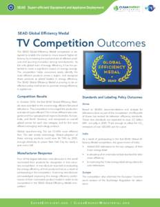 SEAD Super-efficient Equipment and Appliance Deployment  SEAD Global Efficiency Medal TV Competition Outcomes The SEAD Global Efficiency Medal competition is designed to enable the market to move toward higher efficiency