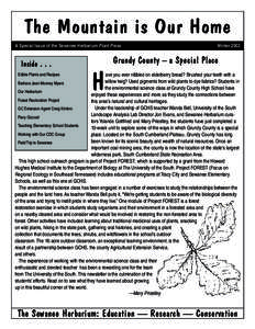The Mountain is Our Home A Special Issue of the Sewanee Herbarium Plant Press Winter[removed]Grundy County – a Special Place
