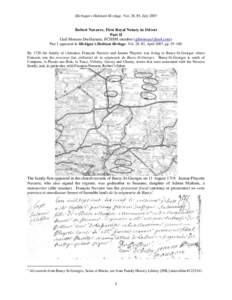 Michigan’s Habitant Heritage, Vol. 28, #3, JulyRobert Navarre, First Royal Notary in Détroit Part II Gail Moreau-DesHarnais, FCHSM member () Part I appeared in Michigan’s Habitant Heritage, V