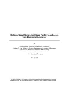 State and Local Government Sales Tax Revenue Losses from Electronic Commerce